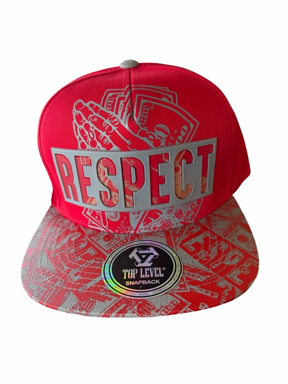Men’s Red & Gray RESPECT Snapback Hat Cap #0166